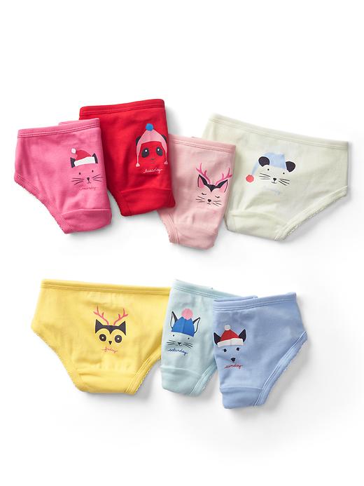 1 of 8 showing, with the color multi of product Festive critters days-of-week bikini briefs (7-pack)