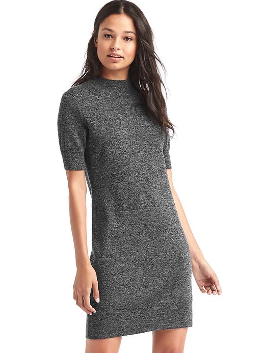 Image number 1 showing, Merino wool mockneck sheath dress