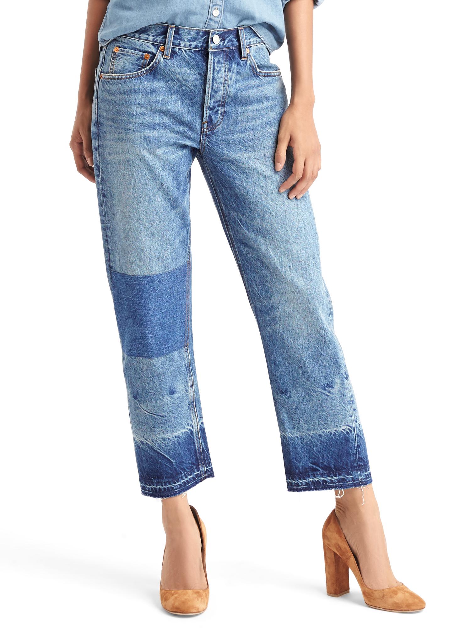 Mid rise letdown hem vintage straight jeans Gap