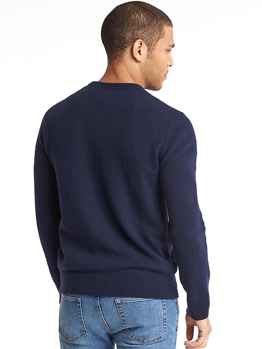 2 of 8 showing, with the color navy of product Merino wool blend intarsia logo sweater