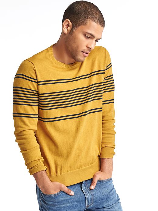 1 of 8 showing, with the color yellow stripe of product Chest-stripe crew sweater