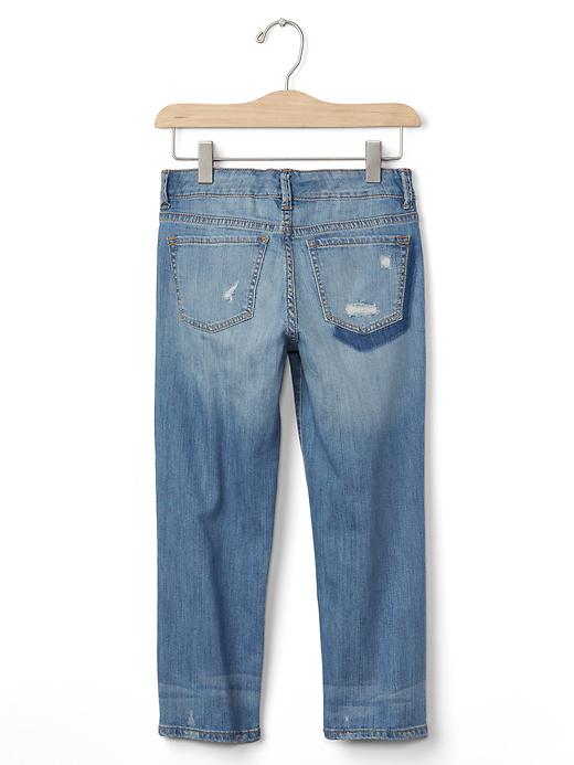 2 of 8 showing, with the color denim of product Kids Patchwork Straight Ankle Jeans