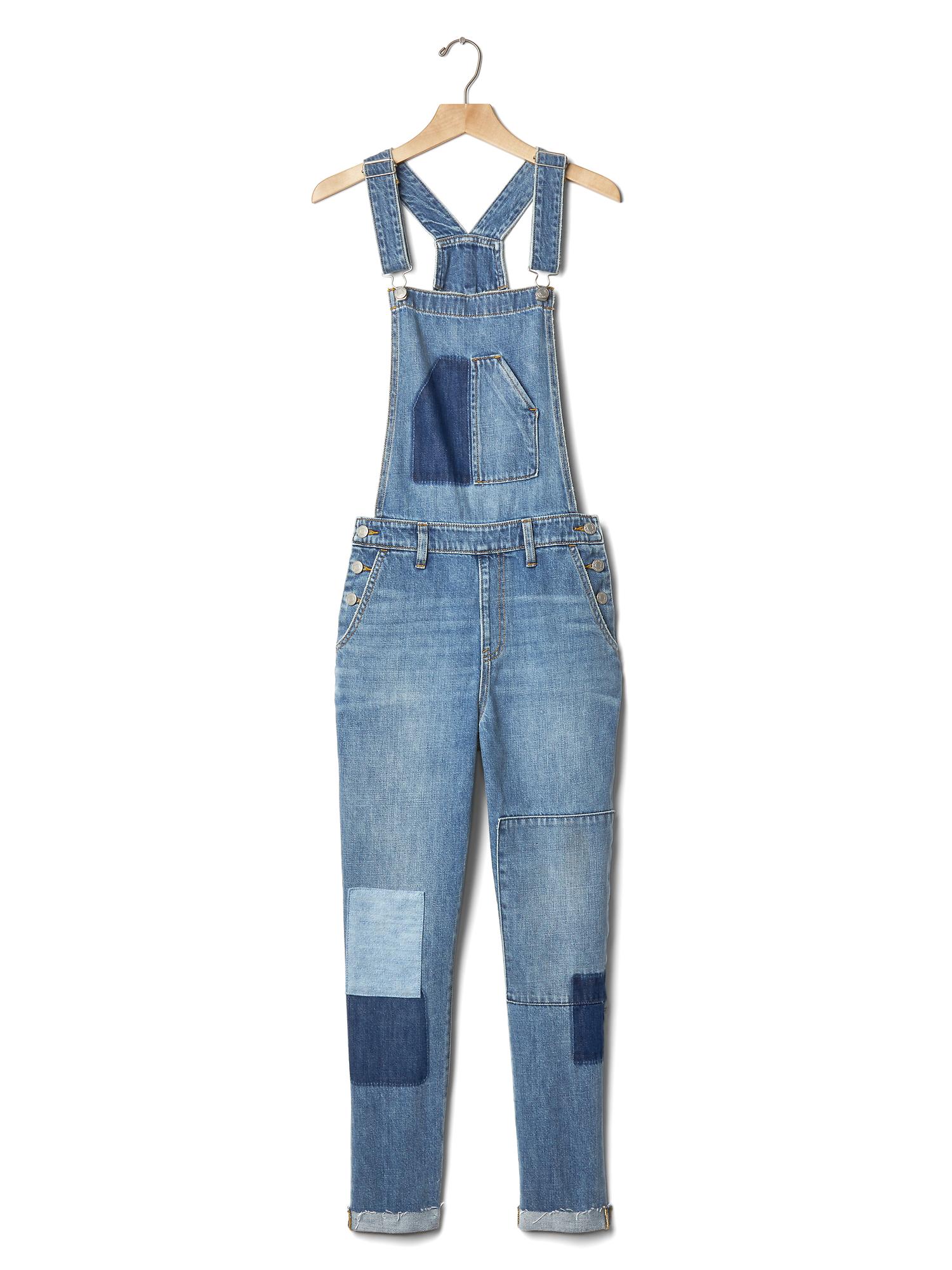 Женские комбинезоны Gap 1969 patchwork girlfriend denim overalls — фото 4