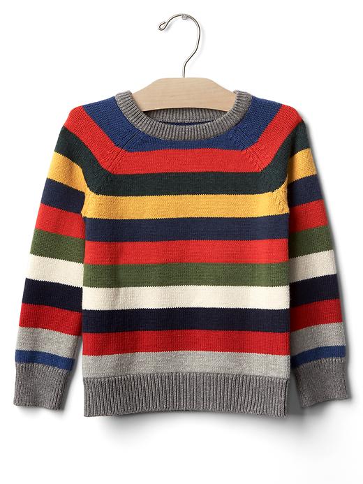 1 of 8 showing, with the color multi stripe of product Crazy stripe crew sweater