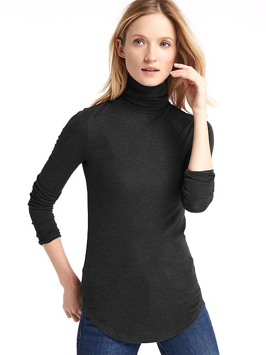 1 of 8 showing, with the color true black of product Modal rib-knit turtleneck