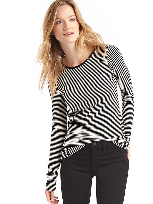 1 of 8 showing, with the color black stripe of product Long sleeve stripe tunic tee