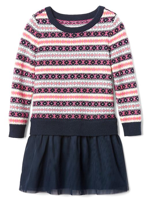 1 of 8 showing, with the color blue fairisle of product Fair isle tutu dress