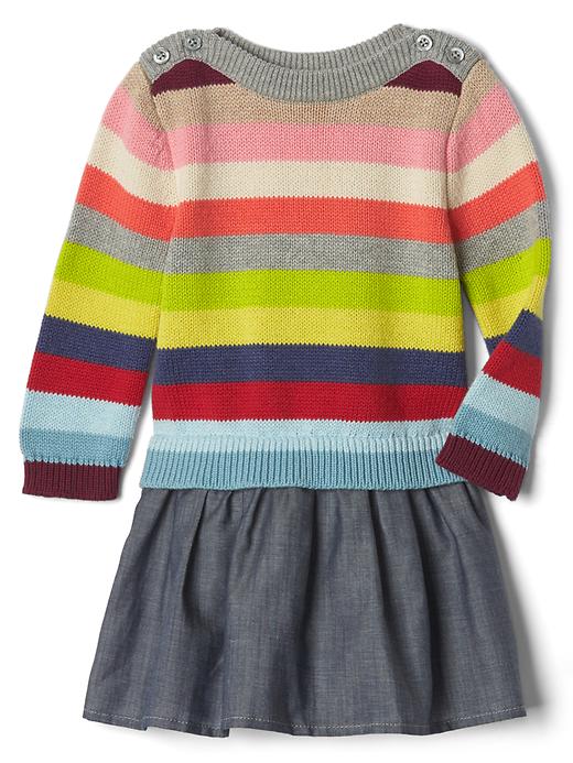1 of 8 showing, with the color multi stripe of product Bright Stripes Torso Dress