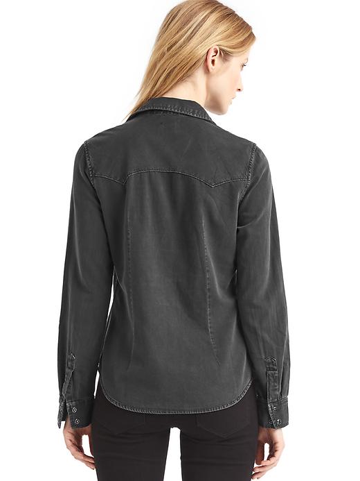 2 of 8 showing, with the color black of product 1969 denim western stud shirt