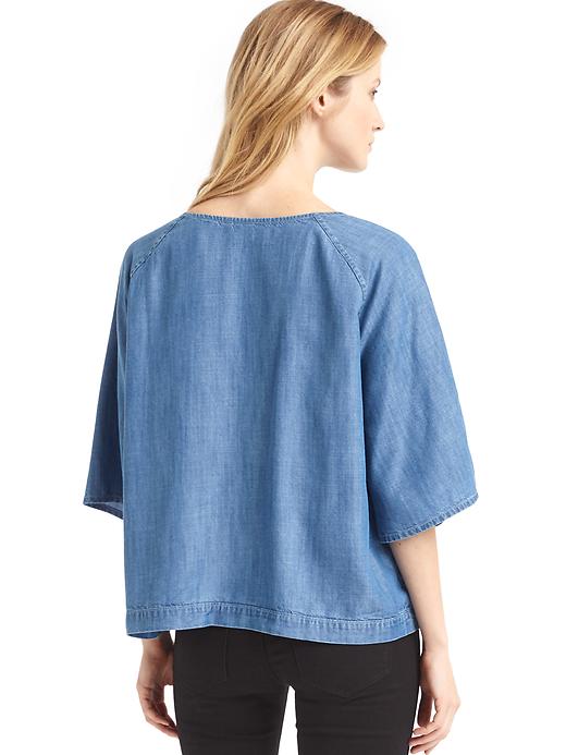 2 of 8 showing, with the color medium wash of product TENCEL™ indigo kimono top