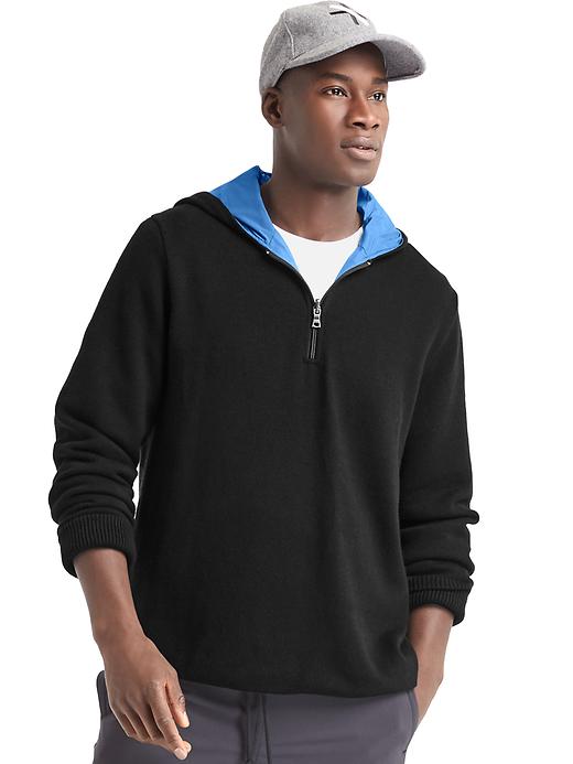 2 of 8 showing, with the color true black of product Gap x GQ Saturdays New York City reversible sweater