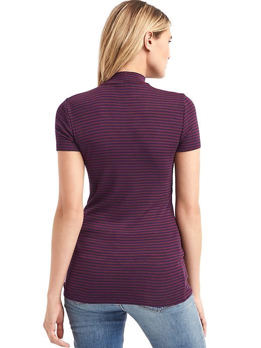 2 of 8 showing, with the color red stripe of product Cozy modal stripe mockneck top