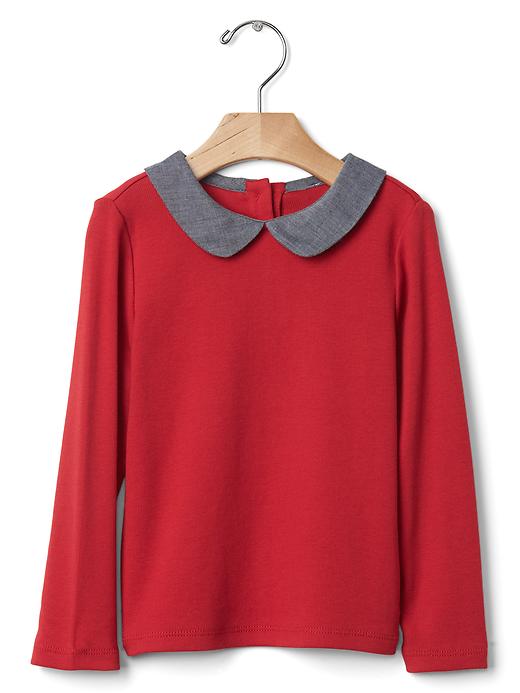 1 of 8 showing, with the color modern  red of product Long sleeve collared tee