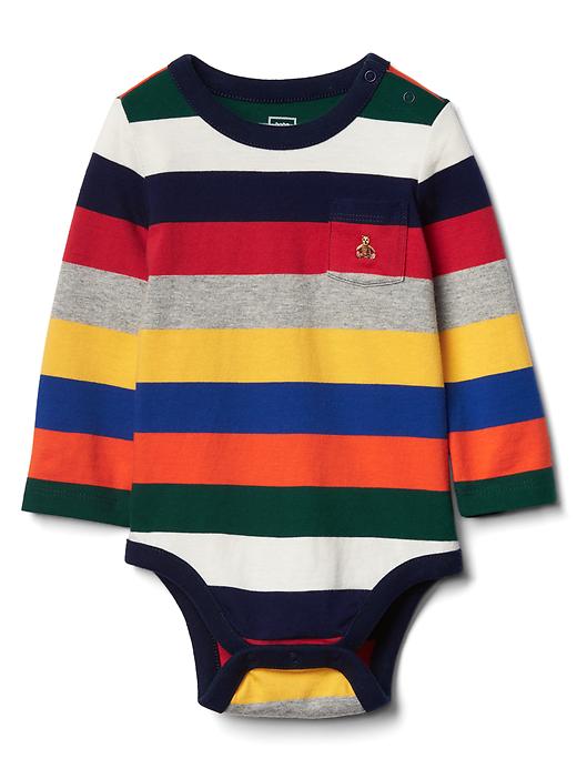 1 of 8 showing, with the color multi stripe of product Bright stripe bodysuit
