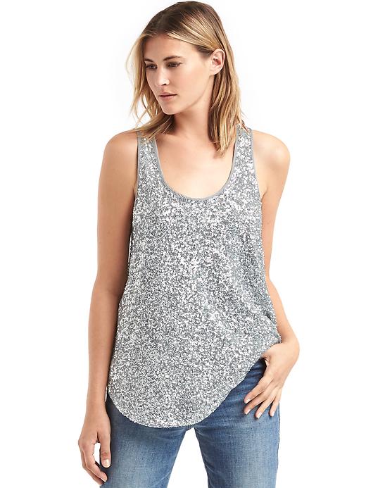 1 of 8 showing, with the color silver of product Sequin scoop tank