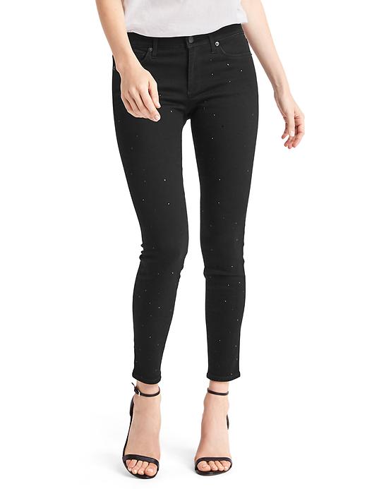 Image number 1 showing, Mid rise stud front true skinny jeans