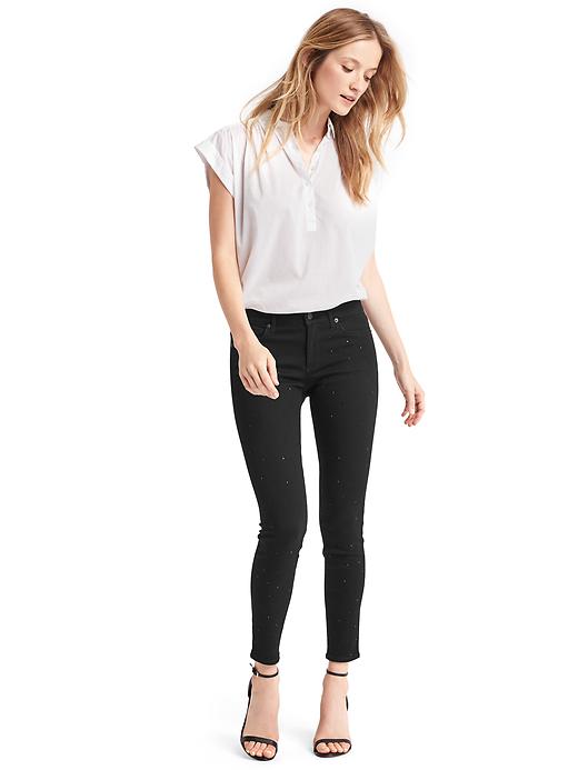 Image number 3 showing, Mid rise stud front true skinny jeans