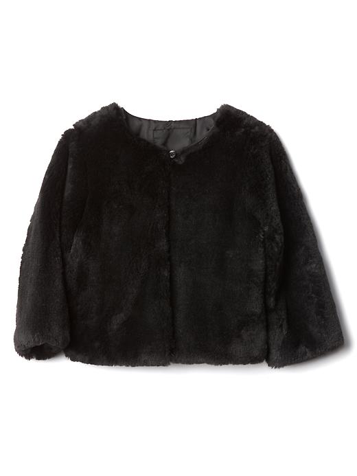 1 of 8 showing, with the color true black of product Faux fur bolero