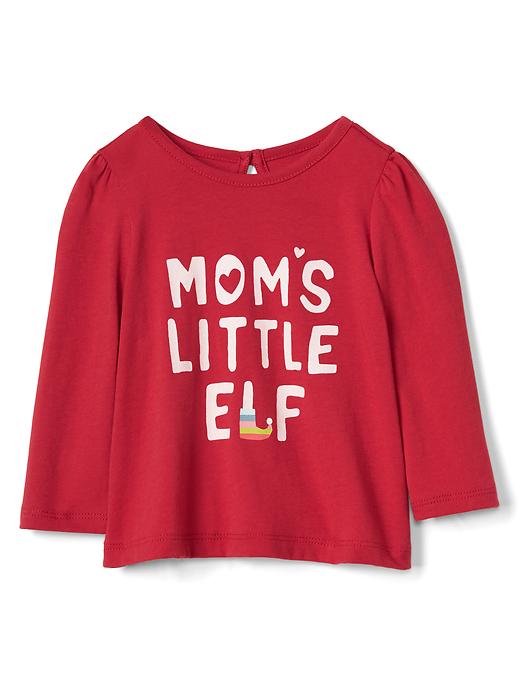1 of 8 showing, with the color modern red of product Festive graphic keyhole tee