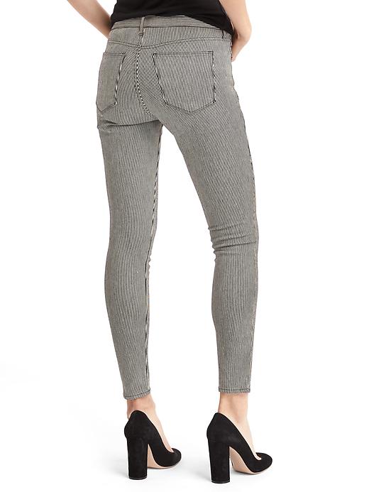 2 of 8 showing, with the color railroad stripe of product Mid rise railroad stripe true skinny ankle jeans