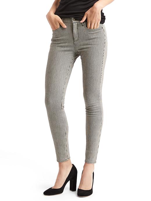 1 of 8 showing, with the color railroad stripe of product Mid rise railroad stripe true skinny ankle jeans