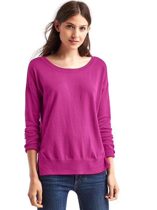 1 of 8 showing, with the color berry of product Drop sleeve pullover sweater