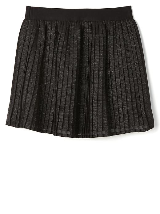 2 of 8 showing, with the color true black of product Shimmer chiffon pleated skirt