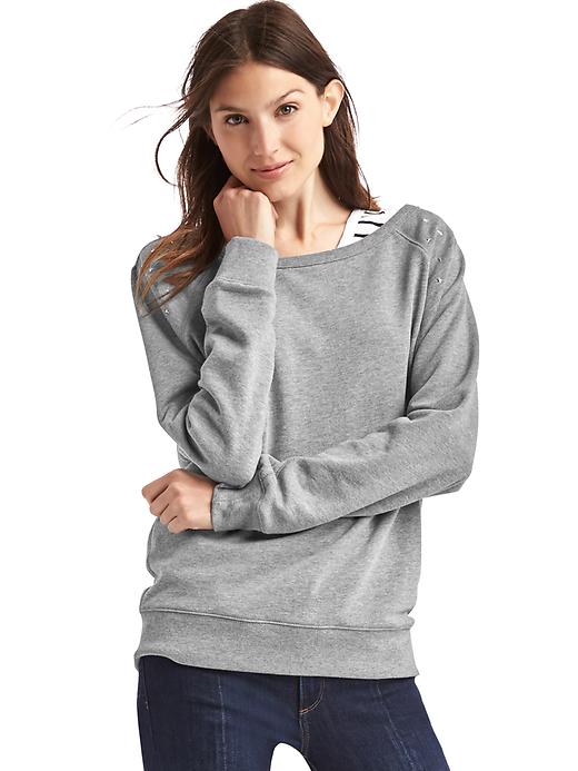 1 of 8 showing, with the color heather grey of product Relaxed stud sweatshirt