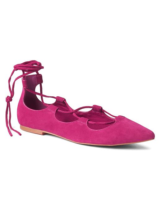 1 of 8 showing, with the color standout pink of product Lace up ballet flats