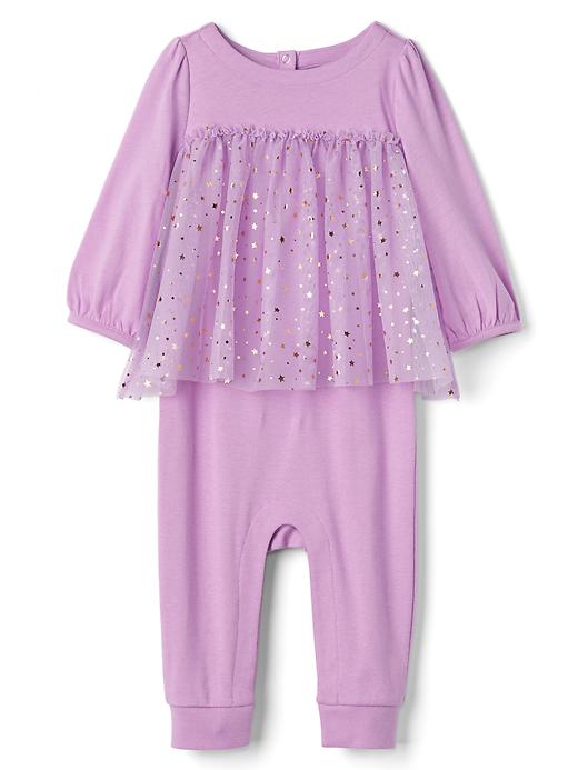 1 of 8 showing, with the color lavender of product Double layer tulle one-piece