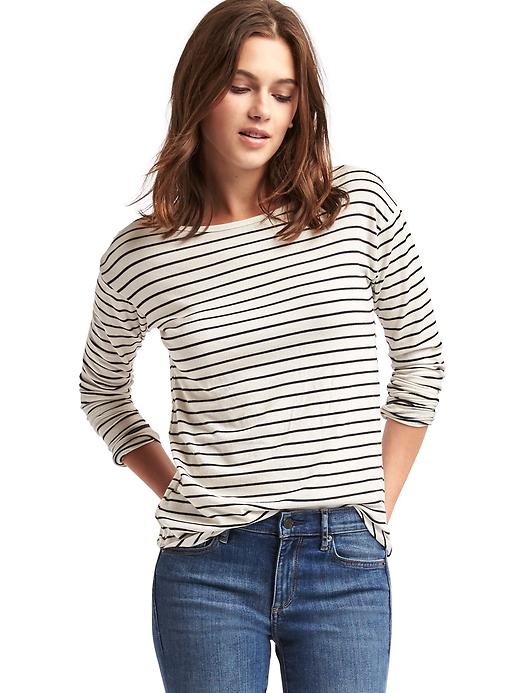 1 of 8 showing, with the color black stripe of product Long sleeve stripe tee