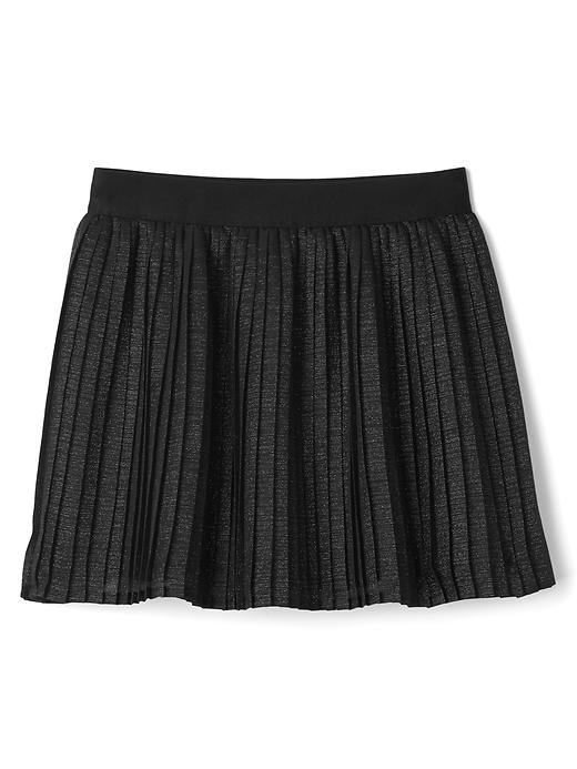 1 of 8 showing, with the color true black of product Shimmer chiffon pleated skirt
