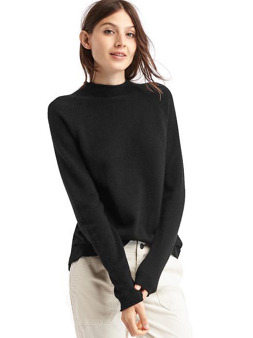 View large product image 1 of 1. Merino wool blend mock neck sweater