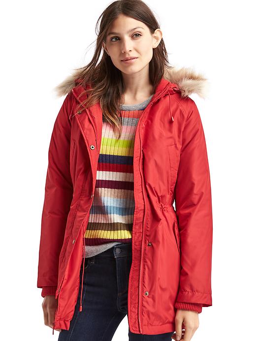 1 of 8 showing, with the color red sunset of product Hooded down parka
