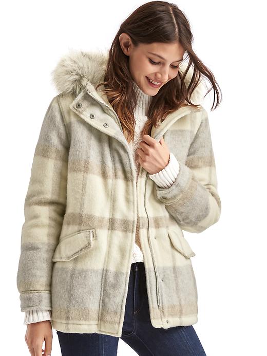 Image number 1 showing, Wool blend parka