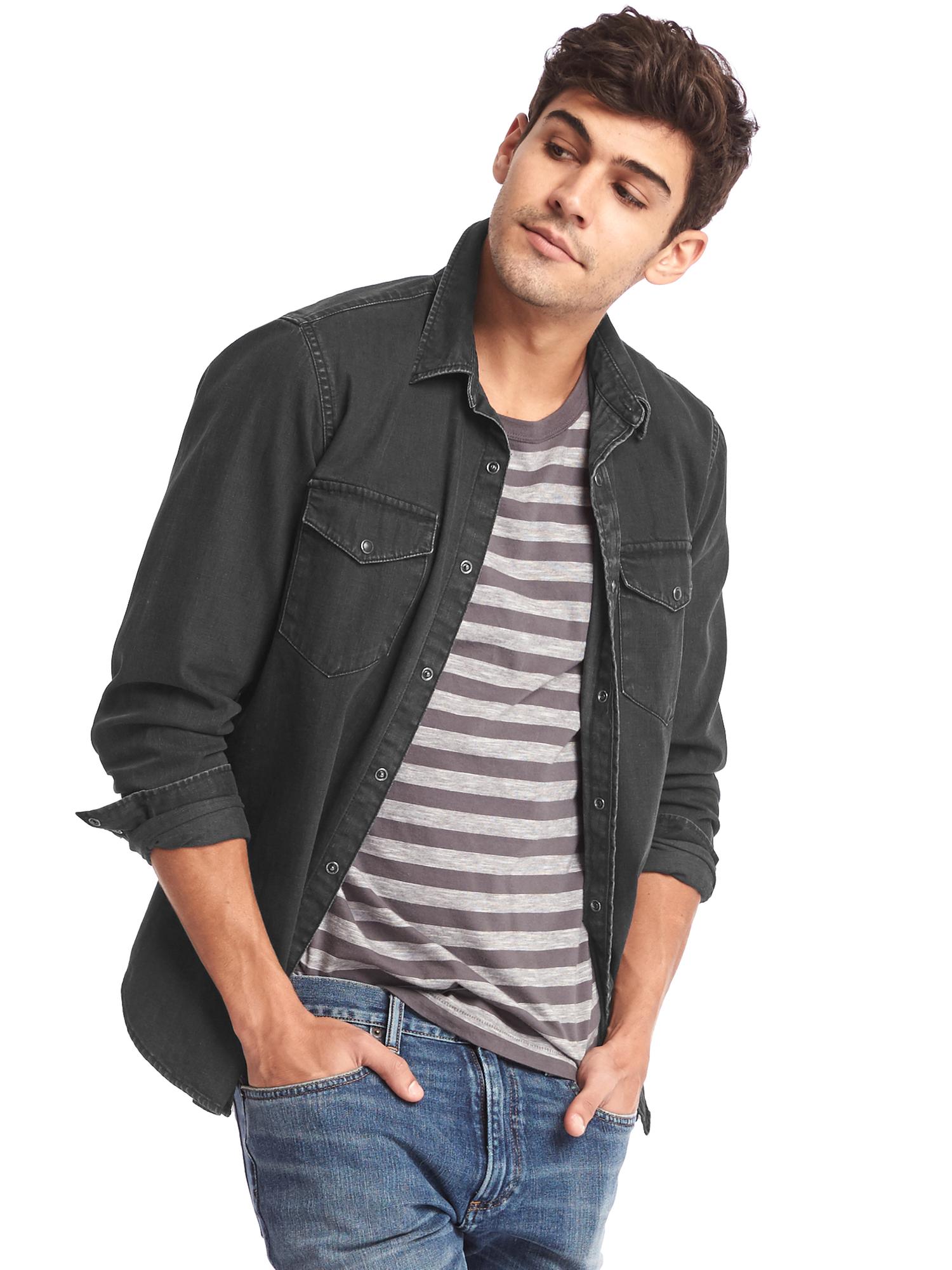 Gap black online denim shirt