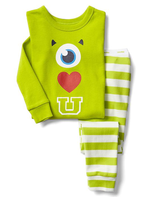 1 of 8 showing, with the color green of product babyGap &#124 Disney Baby Mike Wazowski graphic sleep set