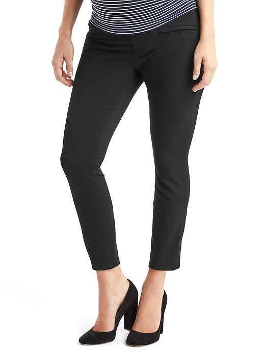 1 of 8 showing, with the color true black of product Maternity demi panel skinny ankle pants