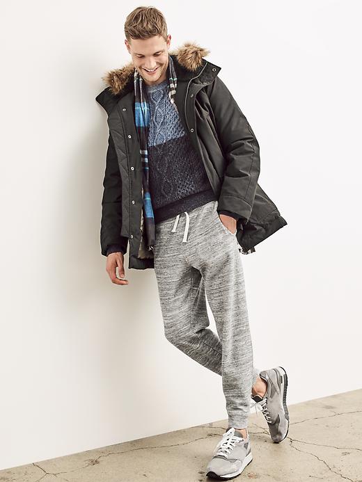 2 of 8 showing, with the color navy/blue of product Colorblock cable knit sweater