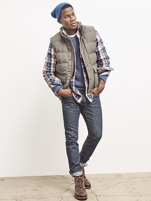 2 of 8 showing, with the color indigo blue of product Merino wool blend ribbed crew sweater