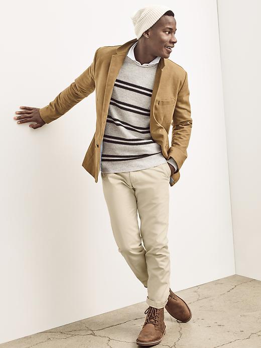 2 of 8 showing, with the color white/black of product Merino-blend dual-stripe crew sweater