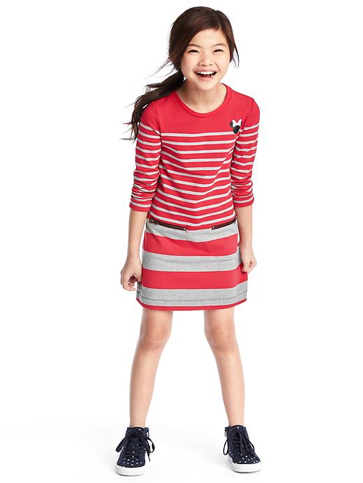 1 of 8 showing, with the color modern red of product GapKids &#124 Disney Minnie Mouse stripe shift dress