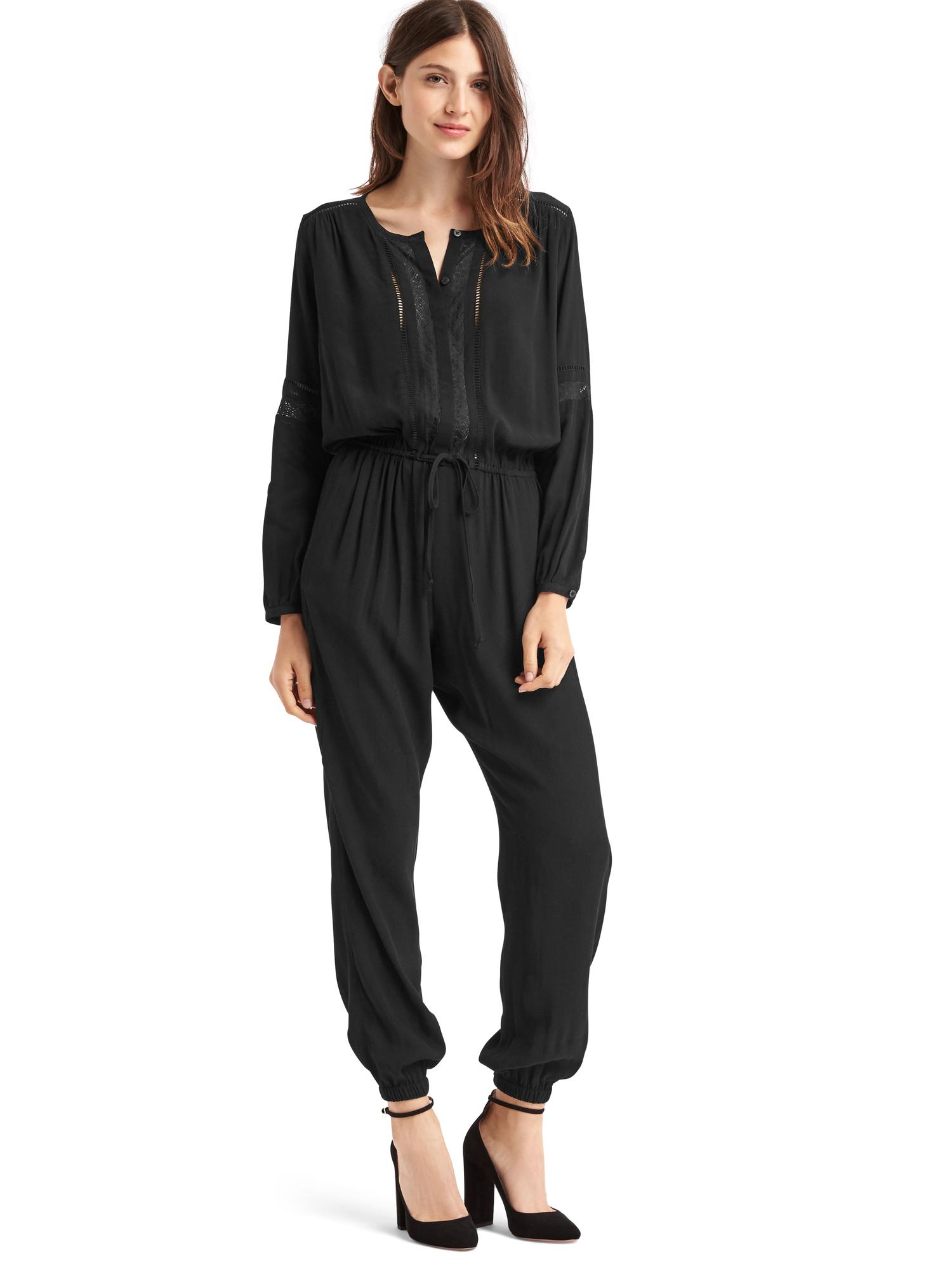 Женские комбинезоны Gap Embroidered-trim drawstring jumpsuit