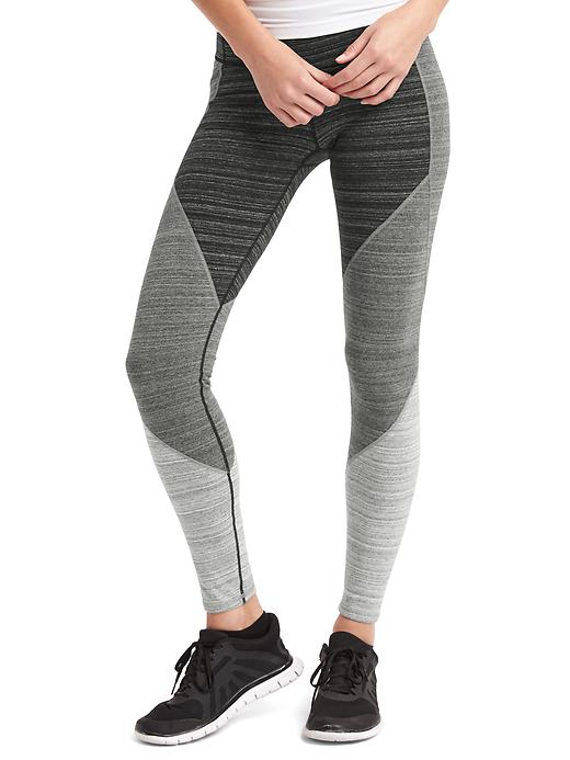 1 of 8 showing, with the color black space dye of product gFast performance cotton colorblock leggings