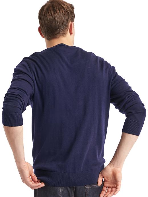 2 of 8 showing, with the color navy of product Merino wool V-neck sweater
