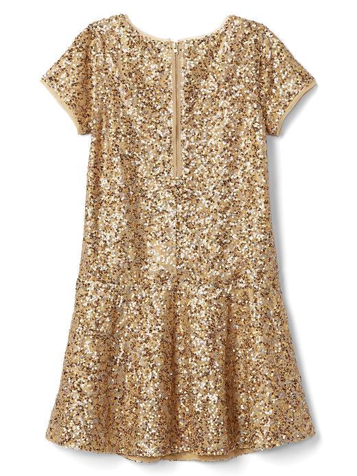 slim fit dress slacks DB Studio Off-The-Shoulder Sequin Bodice Flower Girl Dress in Gold | Size: 2T main image 0