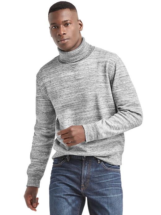 1 of 8 showing, with the color space dye grey marl of product Supersoft double-knit turtleneck