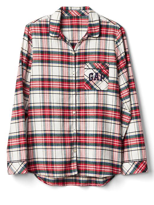 2 of 8 showing, with the color red and white plaid of product Gap + Pendleton flannel sleep shirt