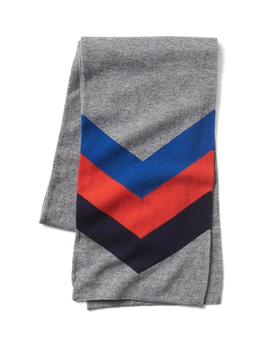 1 of 8 showing, with the color heather grey of product Merino wool blend stripe ski scarf