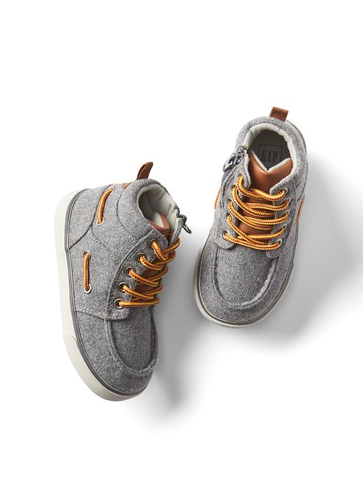 1 of 8 showing, with the color oxide grey of product Flannel hi-top sneakers